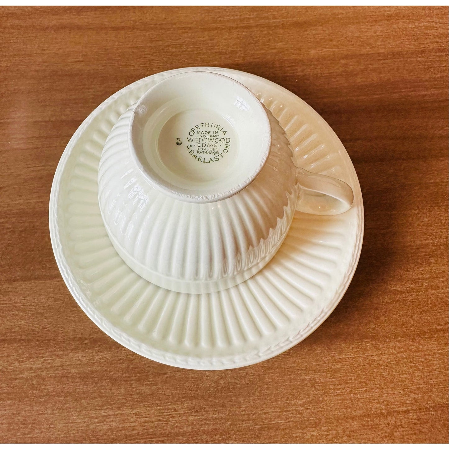 Vintage wedge wood Edme footed cup and saucer 5 5/8”saucer 2 1/2”footed cup