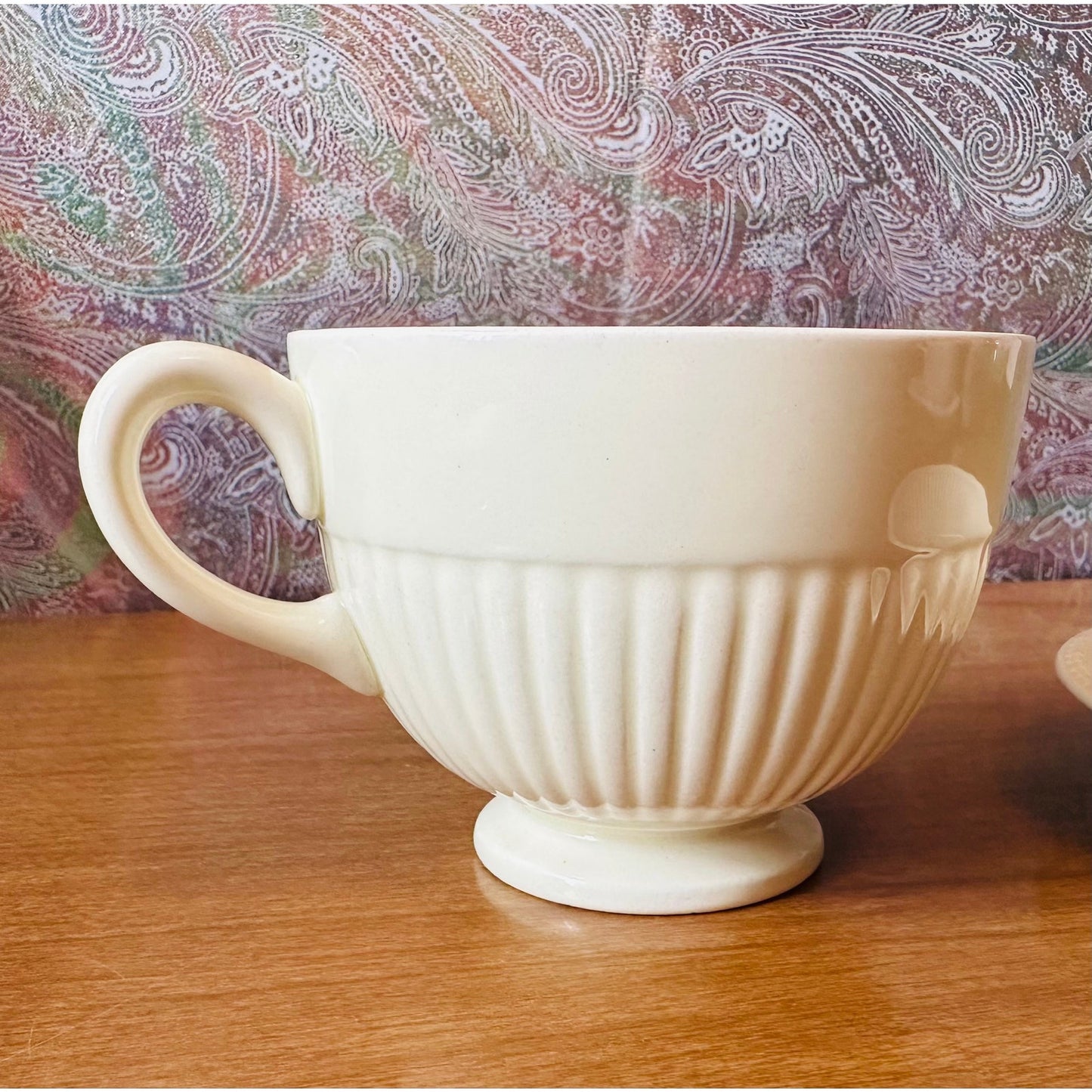 Vintage wedge wood Edme footed cup and saucer 5 5/8”saucer 2 1/2”footed cup
