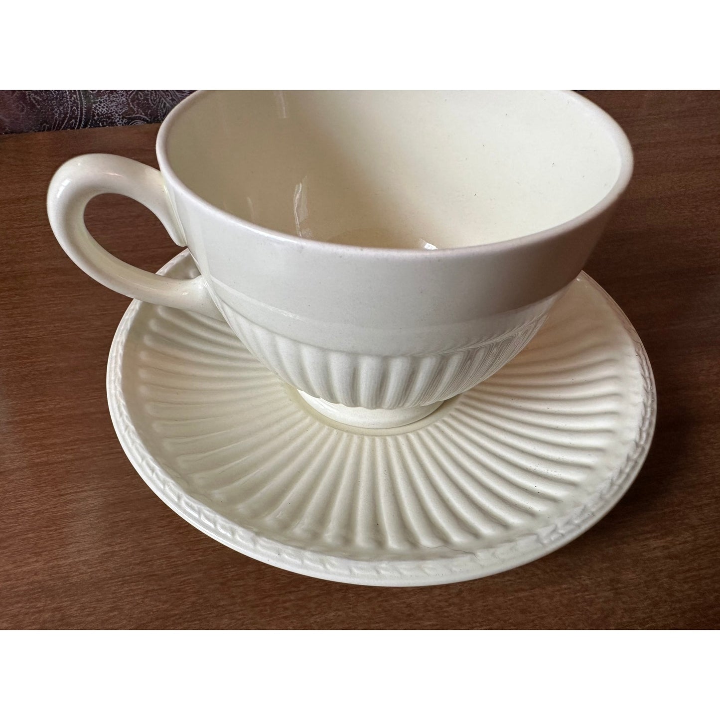 Vintage wedge wood Edme footed cup and saucer 5 5/8”saucer 2 1/2”footed cup