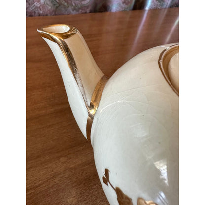 Vintage single serve Sadler teapot with gold flowers and trim