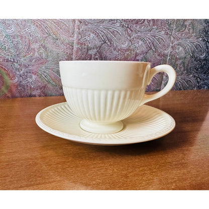 Vintage wedge wood Edme footed cup and saucer 5 5/8”saucer 2 1/2”footed cup