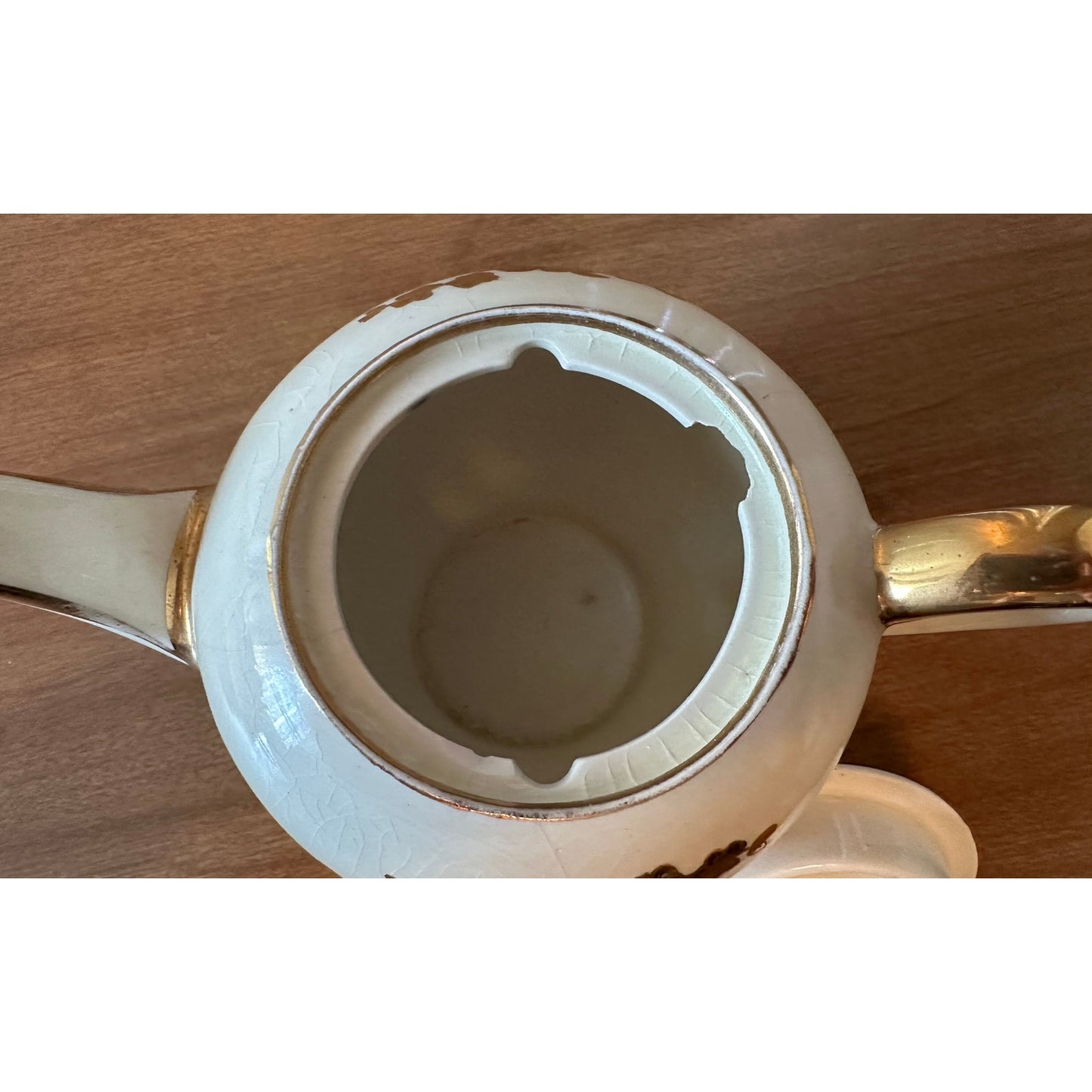 Vintage single serve Sadler teapot with gold flowers and trim