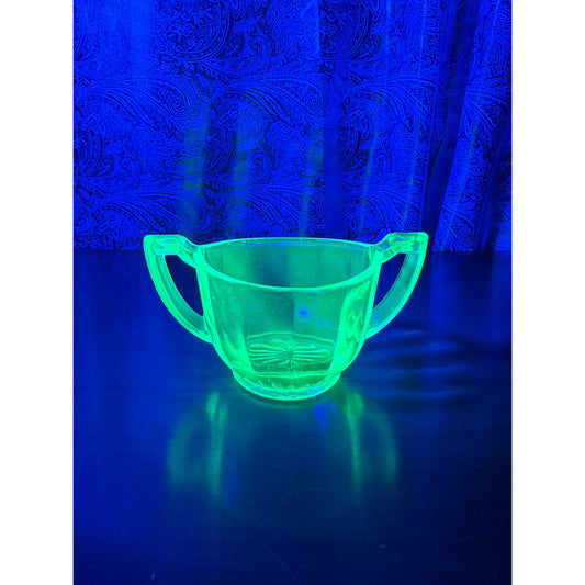 Vintage Uranium Glass Sugar Bowl