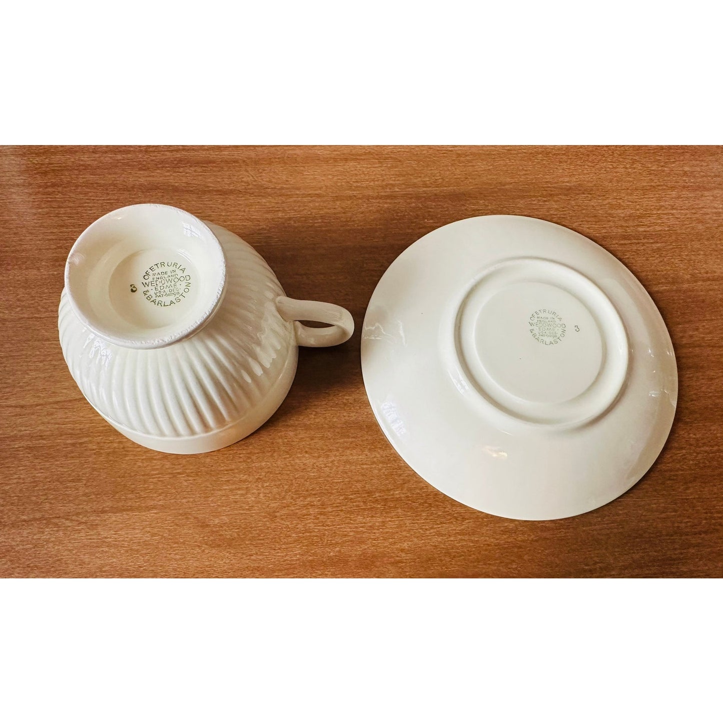 Vintage wedge wood Edme footed cup and saucer 5 5/8”saucer 2 1/2”footed cup